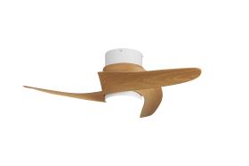 M9065  Groenland XS 79.5cm 30W LED Dimmable Ceiling Light With Built-In 24W DC Fan, 2700-5000K Remote Control, 2640lm, Wood Effect/White